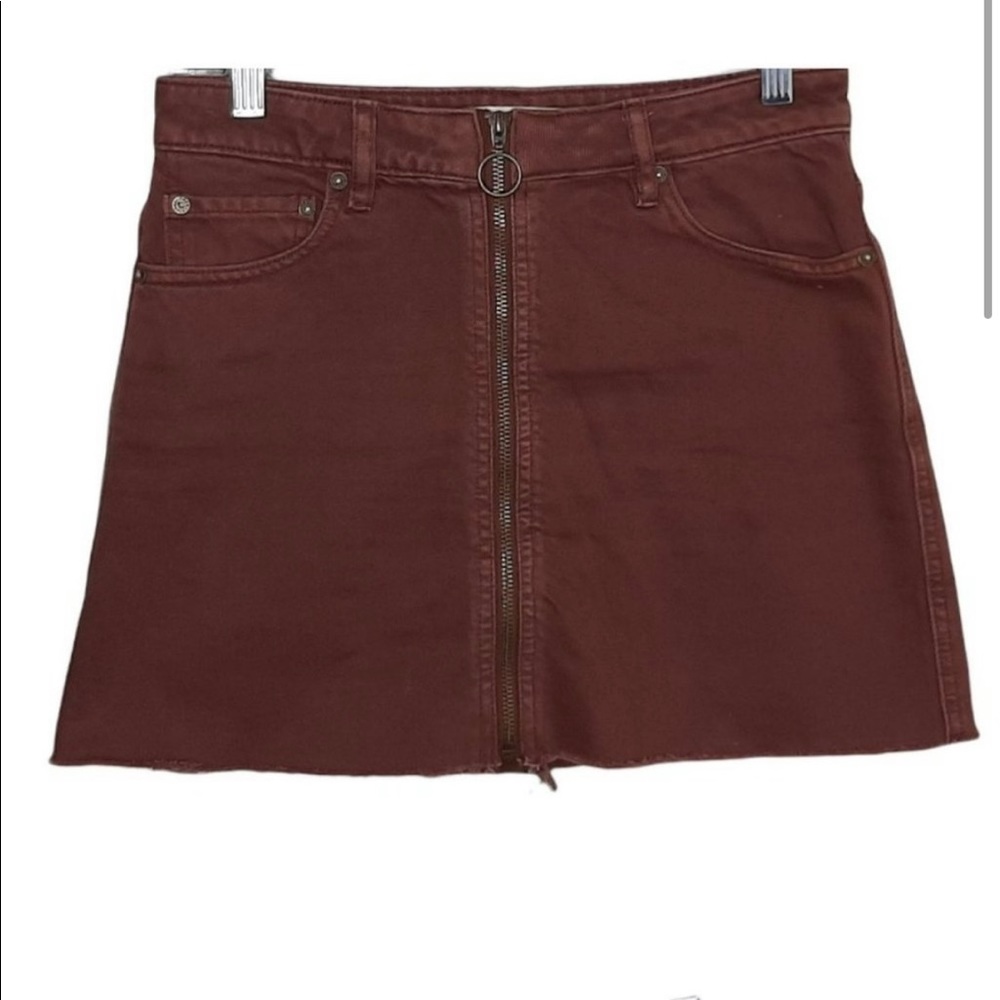 Free People We the Free Denim Mini Skirt in Burnt Orange size 26